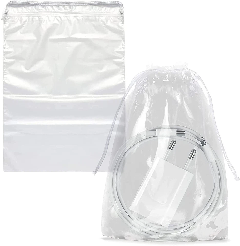 Drawstring Bags 5" x 8" 1000 Clear Plastic 2 mil Pouches with Closures - Image 1 of 4