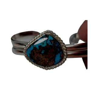 bracciale sterling con morenci turchese quercia nuovo con etichette donna grande 7,5" polsino - Foto 1 di 7