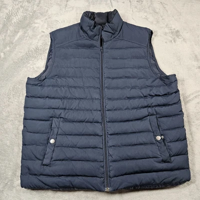 J Crew Vest Mens Large Navy Blue Down Fill Preppy Full Zip Puffer - Image 1 of 4