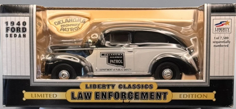 Liberty Classics 1940 Ford Sedan Law Enforcement 1:25 Diecast Oklahoma - Image 1 of 4