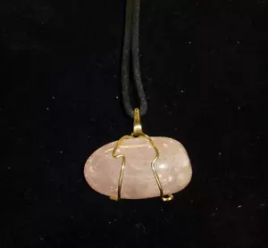 Wire Wrapped Rose Quartz 13" Necklace Free Expedited Ship - Ships Next Day - Picture 1 of 1
