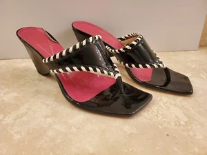 Kate Spade Black and White Patent Leather High Heel Sandal 9 M - Picture 1 of 6