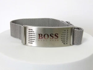 Men's Hugo Boss Stainless Steel Mesh Band Bracelet With Boss Logo - Picture 1 of 6