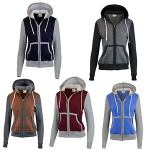 Women Ladies Casual Full Long Zip up Fleece Hoodie Sweatshirt Hooded Jacket - Picture 1 of 15