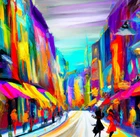 Abstract Oil Painting Colourful Street In Paris Canvas Wall Art Picture Print – Canvas Printing