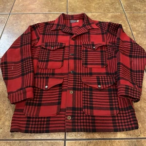 Vtg Pendleton Mackinaw Cruiser Jacket 70s Buffalo Plaid 100% Virgin Wool 1970s M - Picture 1 of 11