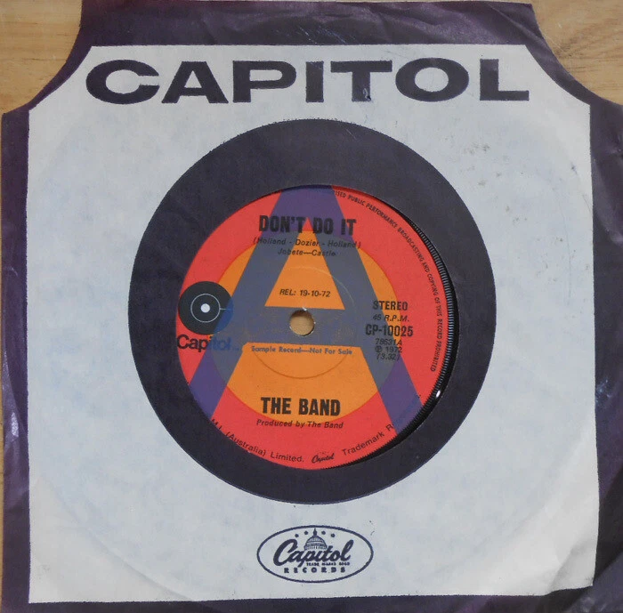 Band ORIG OZ A-Label promo 45 Don't do it VG+ '72 Capitol CP-10025 Roots Rock - Image 1 of 1
