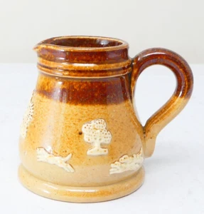 Doulton Lambeth Miniature Jug Windmill Figure Dogs Relief Treacle Glaze - Picture 1 of 6