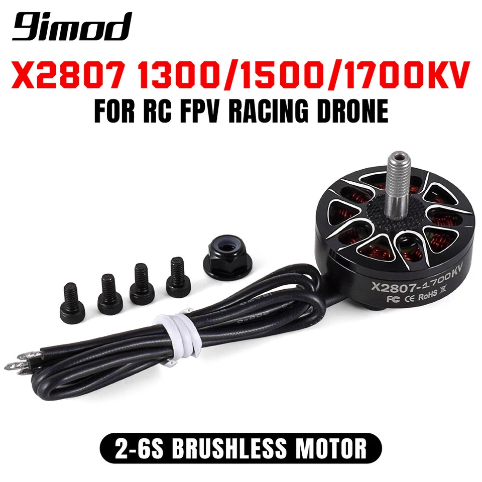 9IMOD X2807 Brushless Motor 1300/1500/1700KV 2-6S 4mm For RC FPV Racing Drone - Image 1 of 4