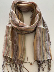 Codello großer Leinenschal Pashmina Stola Naturfaser 70x200 Damen Männer gestreift - Bild 1 von 8