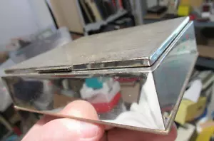Scatola Sigari Vintage Argento Sterling, Inserto Legno 5"" by 3,85"", 240 grammi - Foto 1 di 5