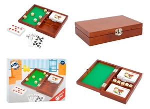 2 mazzi carte 108 carte da gioco + 5 dadi + scatola in legno velluto verde - Picture 1 of 5