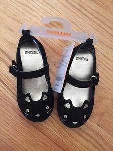 Gymboree Baby Girl Shoes Size 4 Meow Theme Black With Gold NWT - Picture 1 of 4