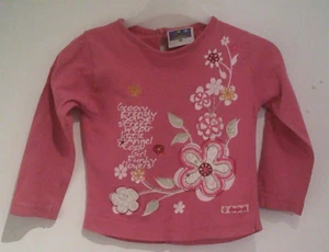 Pinkfarbiges Shirt Langarm mit Druck und Stickerei Gr. 86 - Bild 1 von 1