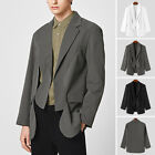 Fashion Men's Blazer Coat Long Sleeve Fancy Dress Shirt Solid Lapel Neck Outwear