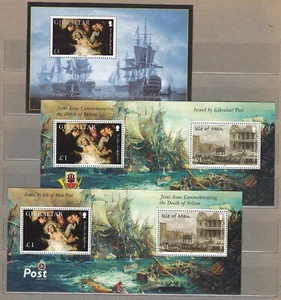 Joint Issue 2005 Gibraltar Isle Of Man Nelson Battle Trafalgar 3 blocks MNH(**) - Picture 1 of 1