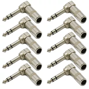 10,1/4 Stereo Plug TRS Right Angle 90 degree phone Connector - Picture 1 of 7
