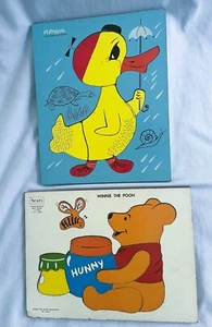 Vintage Wooden Tray Puzzles 1965 Sears Winnie the Pooh & Playskool Duck 275-30 - Picture 1 of 3