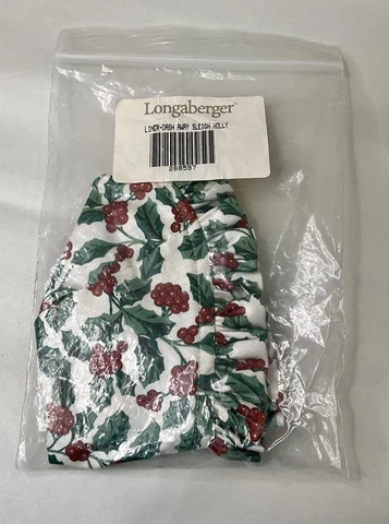 Longaberger Dash Away Sleigh Basket LINER ONLY - Traditional Holly Cover