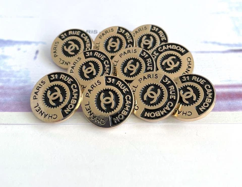 Chanel Vintage Parts Button Gold Black 10 piece set Free shipping Cover