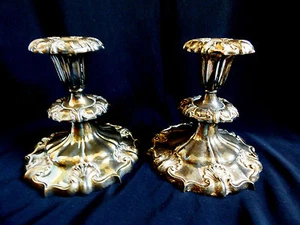 Set of 2 VTG Candle candlestick Holders Silver Plated Ornate - Picture 1 of 10