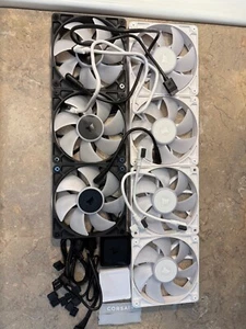Corsair iCUE Link RX120 RGB 120mm White X 4 Black x3 with hubs - Photo 1/3