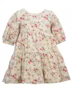 BONNIE JEAN Little Girls Three Quarter Sleeved Tiered Dress Ivory Size 6 - Picture 1 of 2