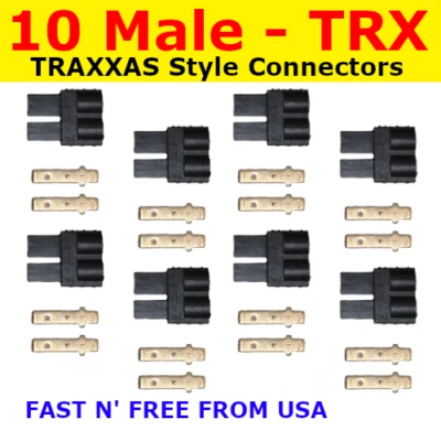 10 Male TRX CONNECTOR PLUG LIPO NIMH REV SLASH RALLY SUMMIT RUSTLER - Image 1 of 4