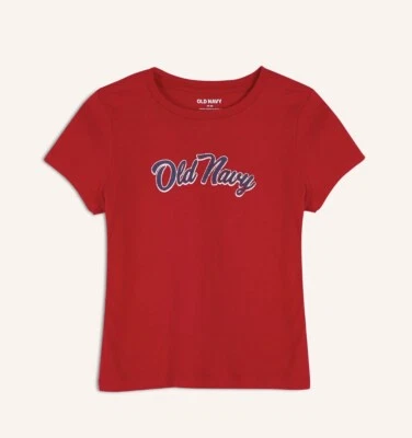 Camiseta Old Navy Niños Niñas Talla Mediana (8) Roja Manga Corta Logo Gráfico Foto 1 de 2