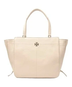 Bolso de Mano Tory Burch Ivy Cuero con Cremallera Lateral en Cuero Guijarro Roble Claro $525, ¡NUEVO CON ETIQUETAS! - Imagen 1 de 7