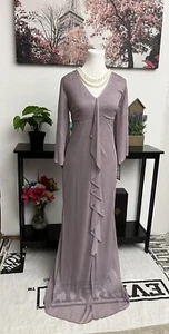 Abito formale donna SL moda viola scollo a V volant davanti maniche drappeggio taglia 6 - Foto 1 di 15