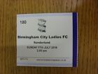 17/07/2016 Ticket: Birmingham City Ladies v Sunderland Ladies [At Solihull Moors