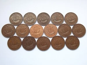 1937 - 1952 King George VI Halfpennies (16 x Coin Date Run) - Picture 1 of 4