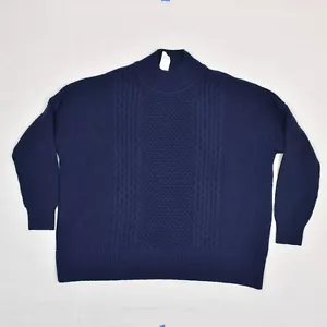 NEW Gap Women Sweater High Neck Solid Long Sleeve Cotton Blend Blue Size XL Knit - Picture 1 of 8