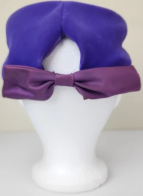 Sombrero pastillero de terciopelo púrpura de colección para mujer años 50/60 morado satinado lazo hecho en unión Foto 1 de 4