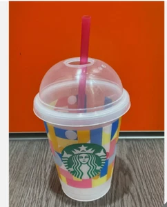 STARBUCKS Cup Geometric LIMTED EDITION 16oz with Straw and Lid Cold Travel Work - Picture 1 of 3