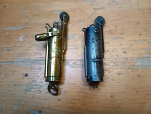LOT 2 OLD VTG WWII WWI BOWERS HARLEY DAVIDSON BRASS TUBE TRENCH LIGHTER MILITARY - Picture 1 of 20