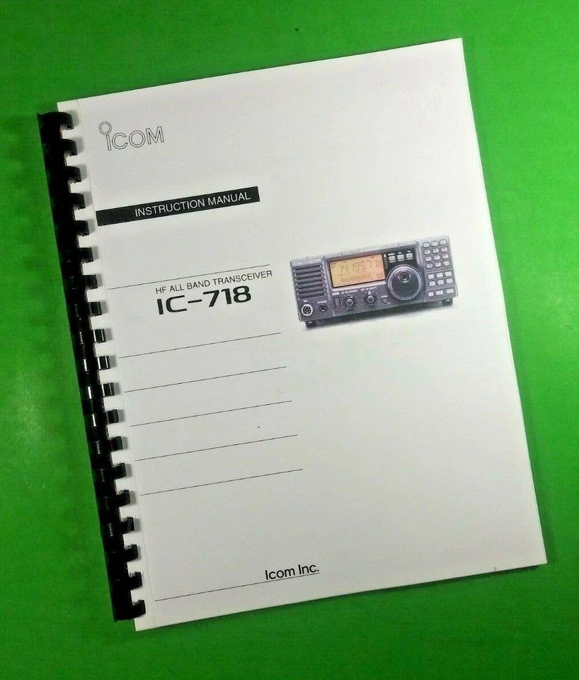 Printed "8.5X11" ICOM IC-718 HF Transceiver 72 Pages W/Clear Covers! - Image 1 of 1
