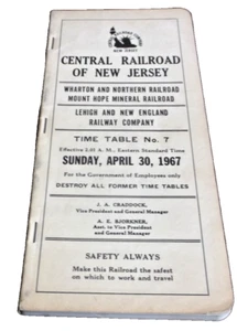 APRIL 1967 CNJ CENTRAL RAILROAD OF NEW JERSEY CENTRAL EMPLOYEE TIMETABLE #7 - Picture 1 of 1