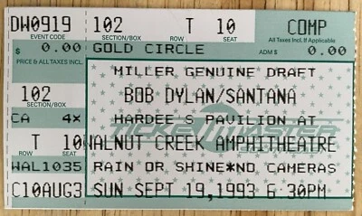 Bob Dylan & Santana - Walnut Creek Amphitheatre- Sunday, September 19, 1993 - Image 1 of 2