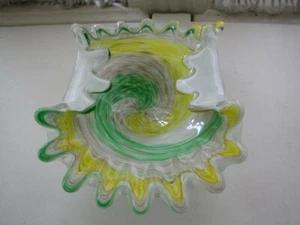 Fabulous, Ruffled, Cased Colorful Art Glass Vase or Bowl - Picture 1 of 8