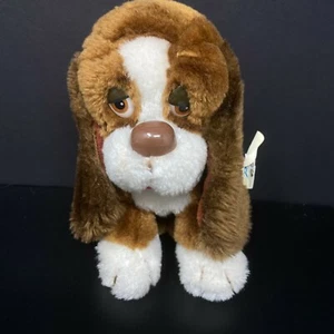 Vintage Russ Basset Hound Dog Plush Brown Bashful Baxter Stuffed Animal Tag - Picture 1 of 9