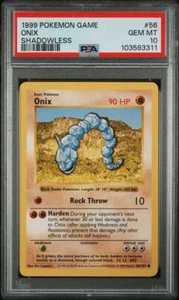 ONIX Shadowless Base Set PSA 10 1999 POKEMON GEM MINT Card 62/102 Free Shipping - Picture 1 of 2