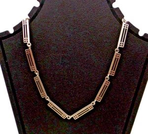 Sterling silver necklace with simple oblong Mackintosh design links by Carrick - Picture 1 of 6