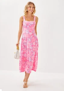 NWT Lilly Pulitzer Rozalie Linen Maxi Dress Color: Conch Shell Pink , Full Size - Picture 1 of 6