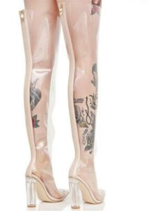 perspex thigh high boots