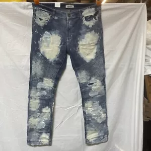 Track 23 Jeans Distressed Denim 36x32 Raw Edge Hem - Picture 1 of 10