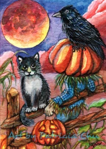 ACEO LE Art Card Print 2.5x3.5 " Blood Moon " Halloween Fantasy Art by Patricia - Foto 1 di 1
