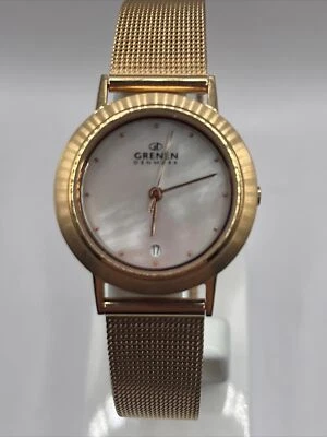 Grenen Denmark Slim Women's Watch MOP Dial Rose Gold Band- New Battery Foto 1 de 4