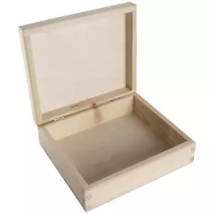Holz Aufbewahrungsbox 5 CD Koffer Halter unbemalt Deko Bastelbehälter m. Deckel - Bild 1 von 8